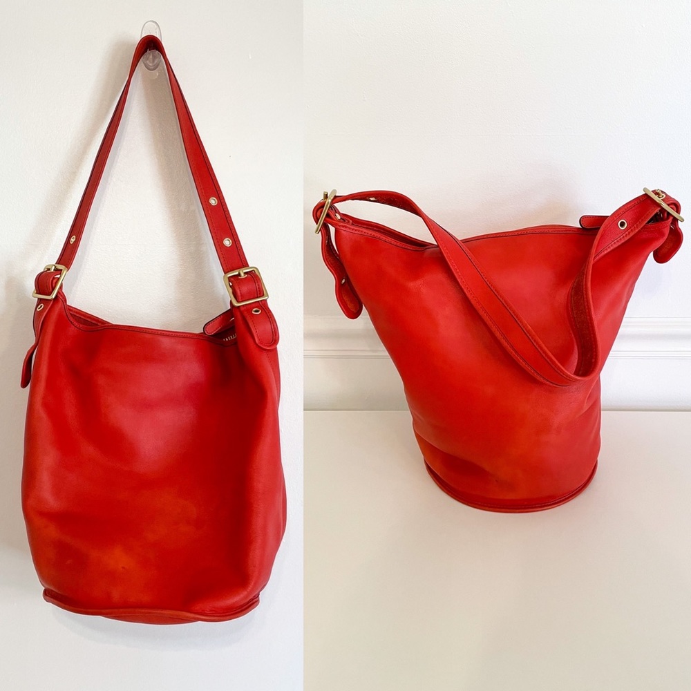 Coach Leather Duffel Shoulder Bucket Crossbody Bag